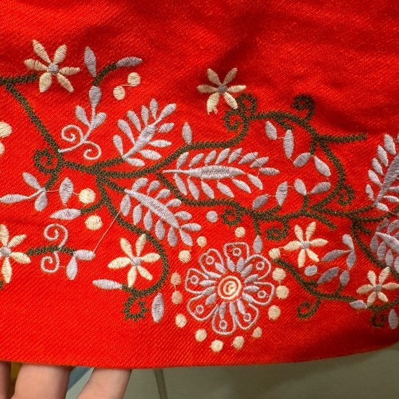 Anthropologie Aiko Red/Orange embroidered dress size 12 - Picture 4 of 7